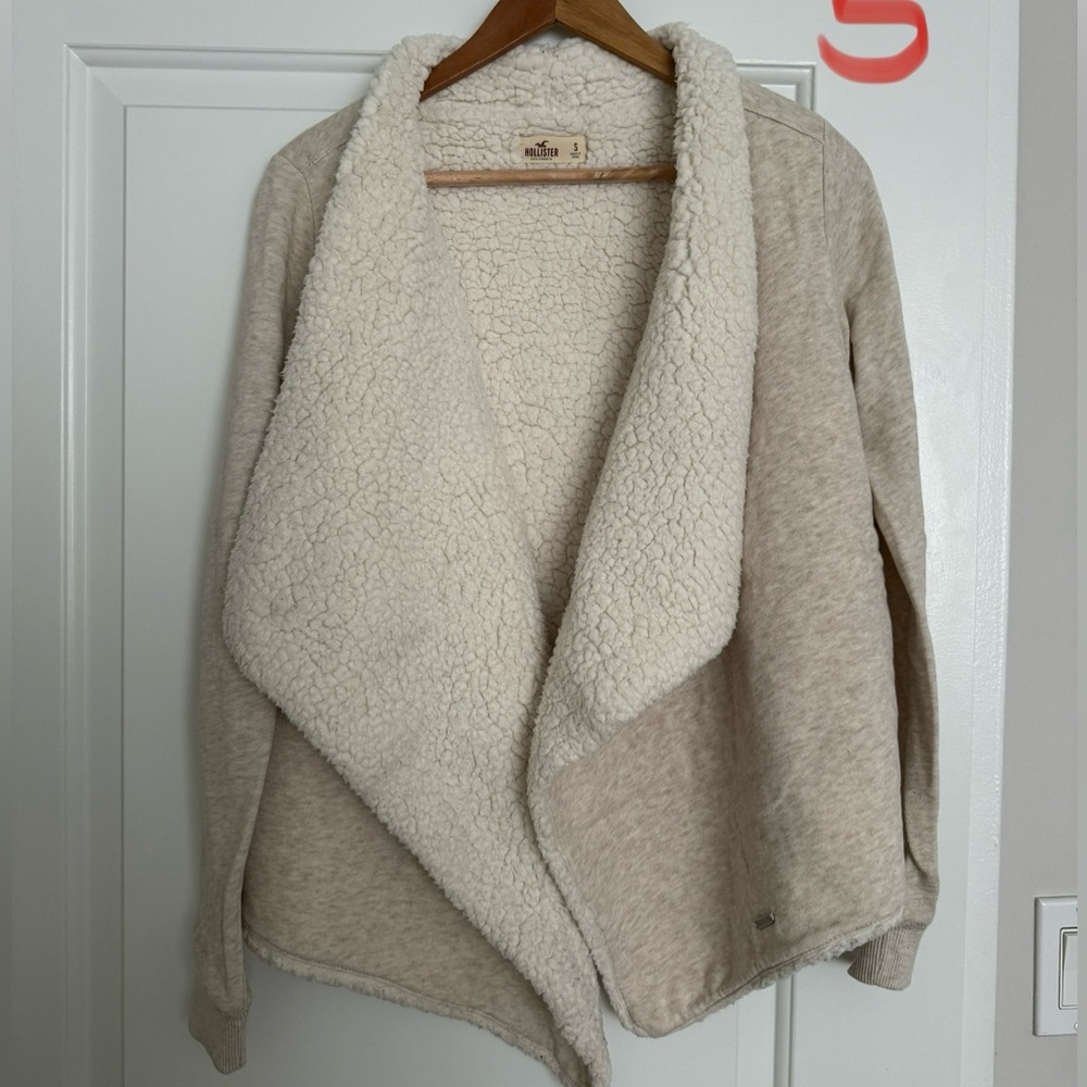 Cream fuzzy shearling jacket